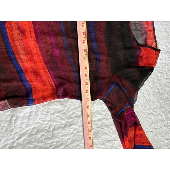 Liz Claiborne Red Black Sheer Scoop Neck Crop Sleeve Blouse size xl - Picture 5 of 7